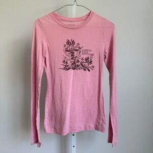 American Eagle Outfitters Y2K Baby Tee Pink Floral Graphic Long Sleeve Tee Shirt